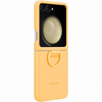 Husa de protectie Samsung Silicone Case cu Ring pentru Samsung Galaxy Z Flip 5 (Galben)