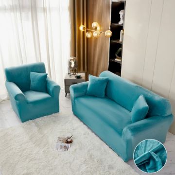 Husa Elastica Pentru Canapea 2 Locuri - M - Jojo Home Catifea Bleu intens
