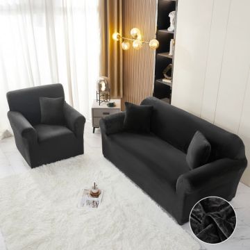 Husa Elastica Pentru Canapea 2 Locuri - M - Jojo Home Catifea Negru