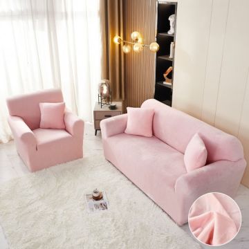 Husa Elastica Pentru Canapea 2 Locuri - M - Jojo Home Catifea Roz