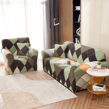Husa Elastica Pentru Canapea 3 Locuri - L - Jojo Home Multicolor forme geometrice