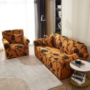 Husa Elastica Pentru Canapea 3 Locuri - L - Jojo Home Mustar flori