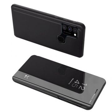 Husa flip cover Hurtel Clear View, pentru Samsung Galaxy A12/M12, Plastic, Negru