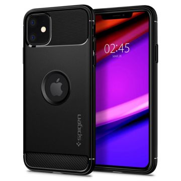 Husa pentru iPhone 11, Spigen Rugged Armor, Negru