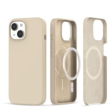 Carcasa TECH-PROTECT Silicone MagSafe compatibila cu iPhone 15 Beige