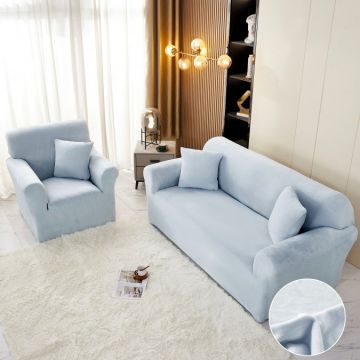 Husa Elastica Pentru Canapea 2 Locuri - M - Jojo Home Catifea Bleu deschis