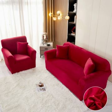 Husa Elastica Pentru Canapea 2 Locuri - M - Jojo Home Catifea Rosu