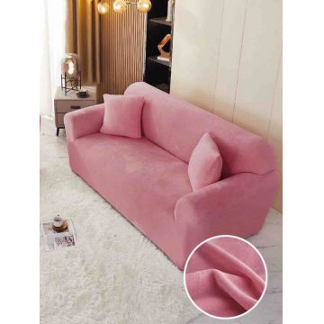 Husa Elastica Pentru Canapea 2 Locuri - M - Jojo Home Catifea Roz intens