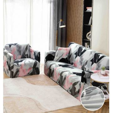 Husa Elastica Pentru Canapea 2 Locuri - M - Jojo Home Roz-Gri abstract