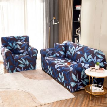 Husa Elastica Pentru Canapea 3 Locuri - L - Jojo Home Albastru frunze