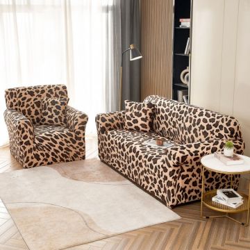 Husa Elastica Pentru Canapea 3 Locuri - L - Jojo Home Bej animal print