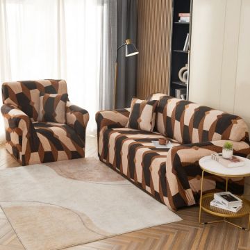Husa Elastica Pentru Canapea 3 Locuri - L - Jojo Home Bej-Maro model clasic