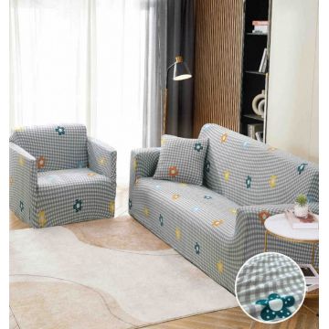 Husa Elastica Pentru Canapea 3 Locuri - L - Jojo Home Gri flori