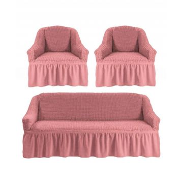 Set huse universale pentru canapea si fotolii 3.1.1 Roz pudra Set huse universale pentru canapea si fotolii 3.1.1 Roz pudra