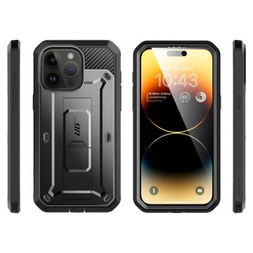 Carcasa 360 grade Supcase Unicorn Beetle Pro compatibila cu iPhone 15 Pro Max, Protectie display, Negru