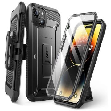 Carcasa 360 grade Supcase Unicorn Beetle Pro compatibila cu iPhone 15, Protectie display, Negru