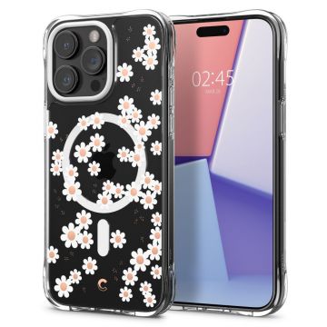 Carcasa Spigen Cecile MagSafe compatibila cu iPhone 15 Pro Max White Daisy