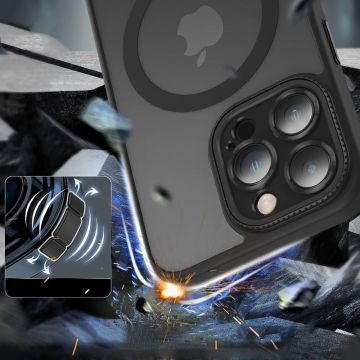 Carcasa TECH-PROTECT MAGMAT Cam MagSafe compatibila cu iPhone 15 Pro Max Matte Black