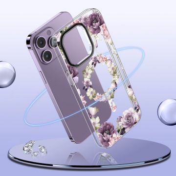 Carcasa TECH-PROTECT MAGMOOD MagSafe compatibila cu iPhone 15 Rose Floral