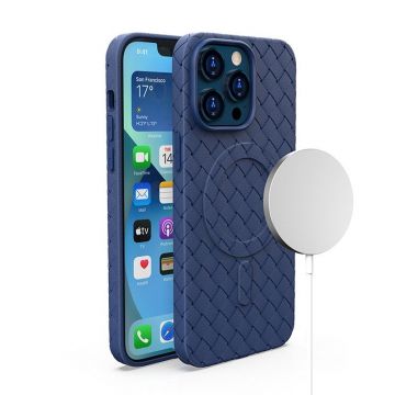 Carcasa Woven MagSafe compatibila cu iPhone 15 Blue