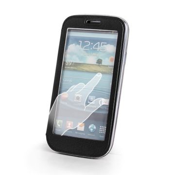 Husa flip pentru Iphone 4/4s cu fereastra tip stand Negru