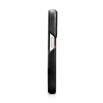 Husa iCarer Curved Edge Oil Wax Leather MagSafe compatibila cu iPhone 15 Pro Black