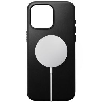 Carcasa din piele naturala NOMAD Modern Leather MagSafe compatibila cu iPhone 15 Pro Max Black