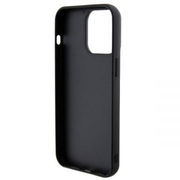 Husa Guess compatibila cu iPhone 15 Pro, Sequin Script Metal, Negru