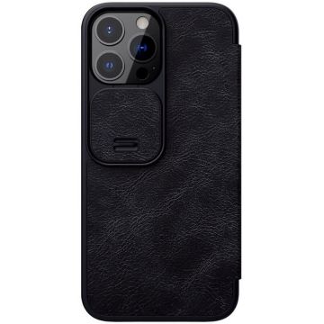 NILLKIN Husa Carte Nillkin Qin Pro, pentru iPhone 13 Pro, Protectie camera, Piele Eco, Negru