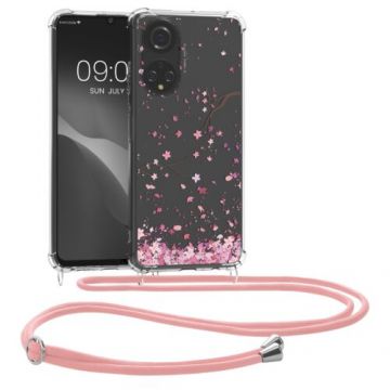 Bumper kwmobile pentru Honor X7, Silicon, Transparent/Roz, 59651.01