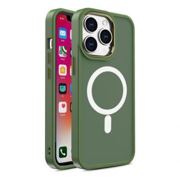 Carcasa Armored Magnetic MagSafe compatibila cu iPhone 15 Pro, Verde