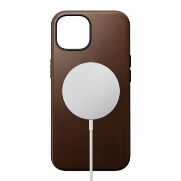 Carcasa din piele naturala NOMAD Modern Leather MagSafe compatibila cu iPhone 15 Brown