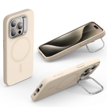Carcasa ESR Cloud Kickstand Halolock MagSafe compatibila cu iPhone 15 Pro Max Beige