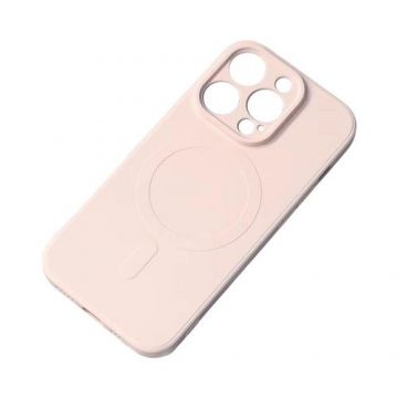 Carcasa Silicone Case MagSafe compatibila cu iPhone 15 Pro Max, Roz