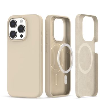 Carcasa TECH-PROTECT Silicone MagSafe compatibila cu iPhone 15 Pro Beige
