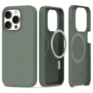 Carcasa TECH-PROTECT Silicone MagSafe compatibila cu iPhone 15 Pro Olive