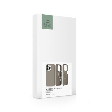 Carcasa TECH-PROTECT Silicone MagSafe compatibila cu iPhone 15 Pro Titanium