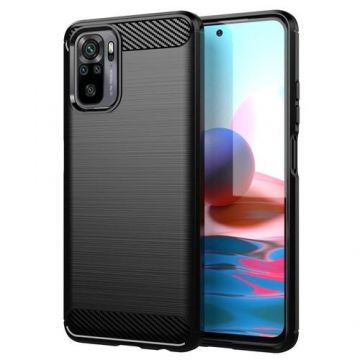 Husa Carbon Case Compatibila Xiaomi Redmi Note 10 / Redmi Note 10S, Tpu, Negru