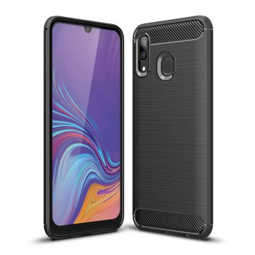 Husa Carbon compatibila Samsung Galaxy A40, Protect Anti-Soc, Negru