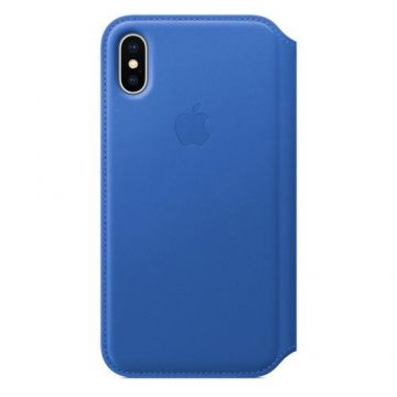 Husa de protectie Apple Folio pentru iPhone X, Piele, Electric Blue