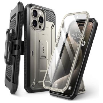 Husa de protectie telefon premium Supcase, Unicorn Beetle Pro, compatibila cu Apple iPhone 15 Pro, Gri