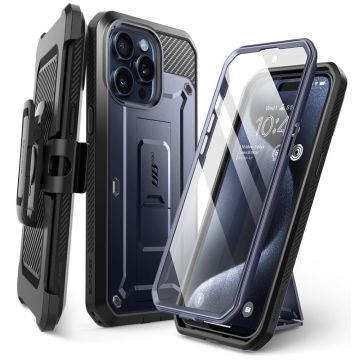 Husa de protectie telefon premium Supcase, Unicorn Beetle Pro, compatibila cu Apple iPhone 15 Pro Max, Albastru