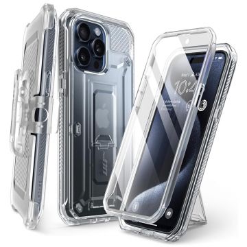 Husa de protectie telefon premium Supcase, Unicorn Beetle Pro, compatibila cu Apple iPhone 15 Pro, Transparent