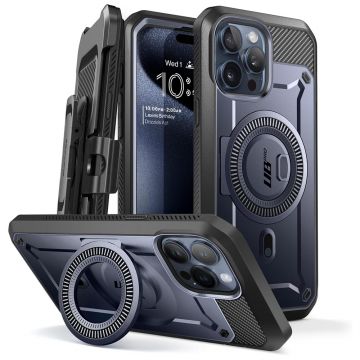 Husa de protectie telefon premium Supcase, Unicorn Beetle Pro MagSafe, compatibila cu Apple iPhone 15 Pro, Albastru