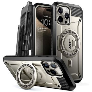 Husa de protectie telefon premium Supcase, Unicorn Beetle Pro MagSafe, compatibila cu Apple iPhone 15 Pro, Gri