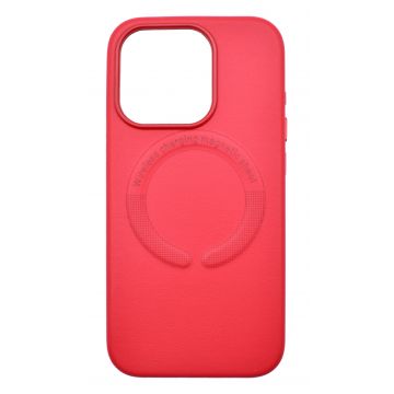 Husa din piele ecologica compatibila MagSafe pentru Apple iPhone 15 Plus Rosu