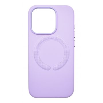 Husa din piele ecologica compatibila MagSafe pentru Apple iPhone 15 Pro, Lila