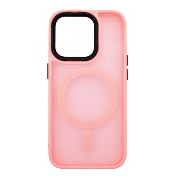 Husa din silicon compatibila MagSafe, Matte Transparent pentru iPhone 15 Plus Roz