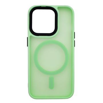 Husa din silicon compatibila MagSafe, Matte Transparent pentru iPhone 15 Plus Verde Menta