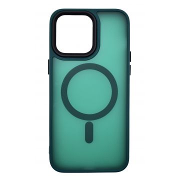 Husa din silicon compatibila MagSafe, Matte Transparent pentru iPhone 15 Plus Verde